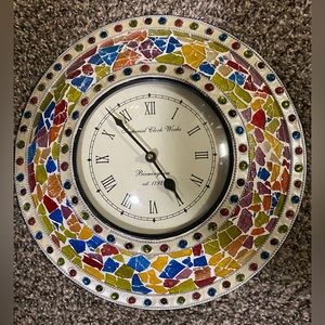 Wall clock mosaic crackle battery power